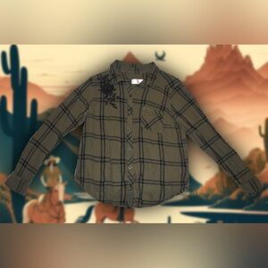 Time & Tru Green Flannel Sz S